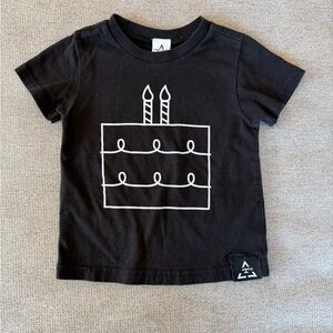 Trilogy Design Co Two Candles 2nd Birthday Tee Black Kids Cake Graphic Shirt 2t